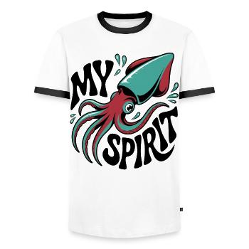Oktopus Spirit - Männer Kontrast-T-Shirt - Weiß/Schwarz - Vorne - AI Model Female 172 light (172cm) & AI Model Male 178 dark (178cm)