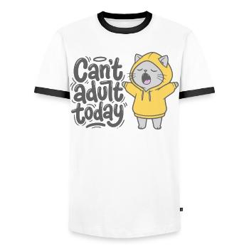 Can't adult today - Cat Pullover Hoodie - Men's Ringer Shirt - white/black - Front - AI Model Female 172 light (172cm) & AI Model Male 178 dark (178cm)