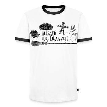 Lughnasadh Lughnasa Lammas Fest - Männer Kontrast-T-Shirt - Weiß/Schwarz - Vorne - AI Model Female 172 light (172cm) & AI Model Male 178 dark (178cm)