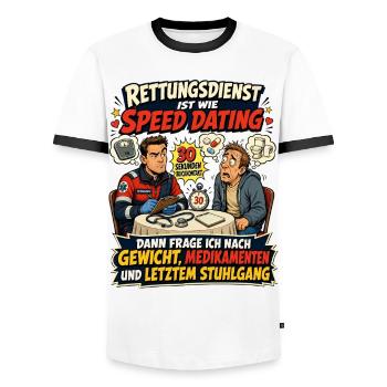 Rettungsdienst ist wie Speed Dating - Männer Kontrast-T-Shirt - Weiß/Schwarz - Vorne - AI Model Female 172 light (172cm) & AI Model Male 178 dark (178cm)