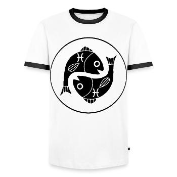 Signe astrologique du poisson (noir) - T-shirt contrasté Homme - blanc/noir - Devant - AI Model Female 172 light (172cm) & AI Model Male 178 dark (178cm)