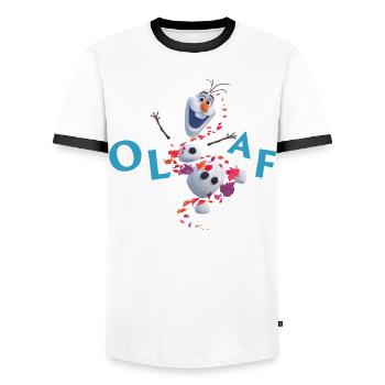 Frozen Olaf Schriftzug Mit Schneemann - Männer Kontrast-T-Shirt - Weiß/Schwarz - Vorne - AI Model Female 172 light (172cm) & AI Model Male 178 dark (178cm)