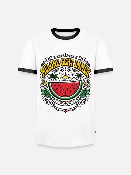 Melone Geht Immer – Wassermelone Sommer - Männer Kontrast-T-Shirt - Weiß/Schwarz