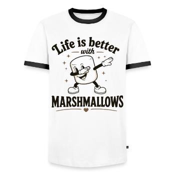 Life is better with marshmallows - Men's Ringer Shirt - white/black - Front - AI Model Female 172 light (172cm) & AI Model Male 178 dark (178cm)