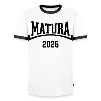 Matura 2026 (Maturant / Matur 26 / Konkav / Black) - Männer Kontrast-T-Shirt - Weiß/Schwarz - Vorne - AI Model Female 172 light (172cm) & AI Model Male 178 dark (178cm)