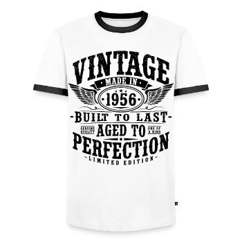 70e anniversaire 1956 cadeau vintage vintage - T-shirt contrasté Homme - blanc/noir - Devant - AI Model Female 172 light (172cm) & AI Model Male 178 dark (178cm)