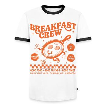 Frühstück Lustiger Brunch Kaffee Pfannkuchen Essen Speck - Männer Kontrast-T-Shirt - Weiß/Schwarz - Vorne - AI Model Female 172 light (172cm) & AI Model Male 178 dark (178cm)