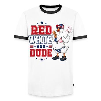 Oie Américaine 4 Juillet | Humour Red White And Du - T-shirt contrasté Homme - blanc/noir - Devant - AI Model Female 172 light (172cm) & AI Model Male 178 dark (178cm)