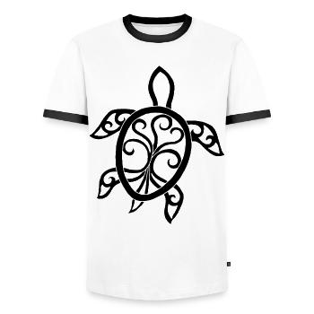 Black Mandala Turtle - Men's Ringer Shirt - white/black - Front - AI Model Female 172 light (172cm) & AI Model Male 178 dark (178cm)