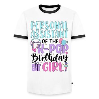 Assistante personnelle de la fille d’anniversaire de K Pop - T-shirt contrasté Homme - blanc/noir - Devant - AI Model Female 172 light (172cm) & AI Model Male 178 dark (178cm)