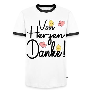 Dankeschön - Von Herzen Danke - Männer Kontrast-T-Shirt - Weiß/Schwarz - Vorne - AI Model Female 172 light (172cm) & AI Model Male 178 dark (178cm)
