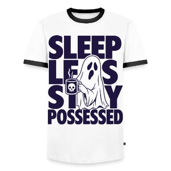 Sommeil Moins Reste Possédé Fantôme Design - T-shirt contrasté Homme - blanc/noir - Devant - AI Model Female 172 light (172cm) & AI Model Male 178 dark (178cm)