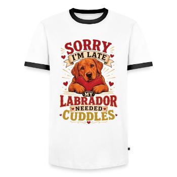 Fox Red Labrador Cuddles Shirt - Männer Kontrast-T-Shirt - Weiß/Schwarz - Vorne - AI Model Female 172 light (172cm) & AI Model Male 178 dark (178cm)
