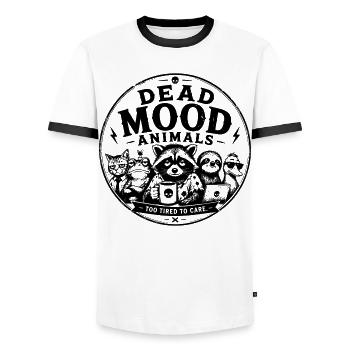 Animaux morts d’humeur trop fatigués pour s’en soucier - T-shirt contrasté Homme - blanc/noir - Devant - AI Model Female 172 light (172cm) & AI Model Male 178 dark (178cm)