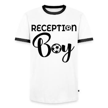 Accueil Soccer Boy - T-shirt contrasté Homme - blanc/noir - Devant - AI Model Female 172 light (172cm) & AI Model Male 178 dark (178cm)