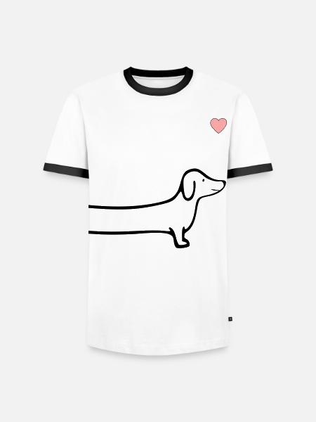 Chiens Cœur de teckel - T-shirt contrasté Homme - blanc/noir