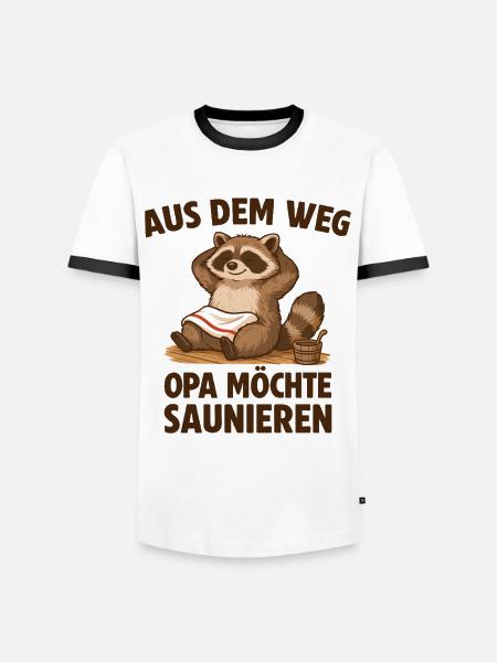 Sauna Opa möchte Saunieren - Männer Kontrast-T-Shirt - Weiß/Schwarz