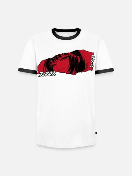 Rebellisches Anime Mädchen und Schriftzeichen - Männer Kontrast-T-Shirt - Weiß/Schwarz