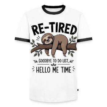 Faule Abschiedsliste, Humor-Ruhestand - Männer Kontrast-T-Shirt - Weiß/Schwarz - Vorne - AI Model Female 172 light (172cm) & AI Model Male 178 dark (178cm)