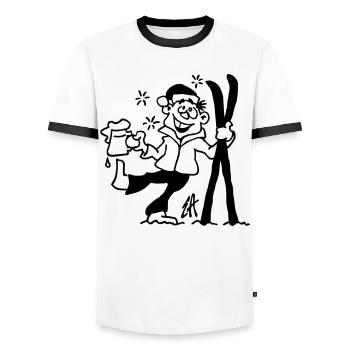 Apres-ski - Men's Ringer Shirt - white/black - Front - AI Model Female 172 light (172cm) & AI Model Male 178 dark (178cm)