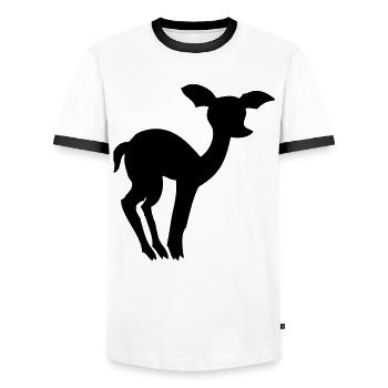 Scheues Reh - Männer Kontrast-T-Shirt - Weiß/Schwarz - Vorne - AI Model Female 172 light (172cm) & AI Model Male 178 dark (178cm)