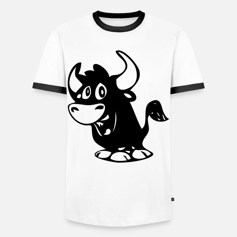Stier - Männer Kontrast-T-Shirt - Weiß/Schwarz