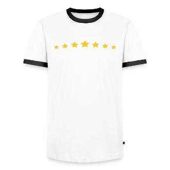 ESTRICHLEGER - Männer Kontrast-T-Shirt - Weiß/Schwarz - Vorne - AI Model Female 172 light (172cm) & AI Model Male 178 dark (178cm)