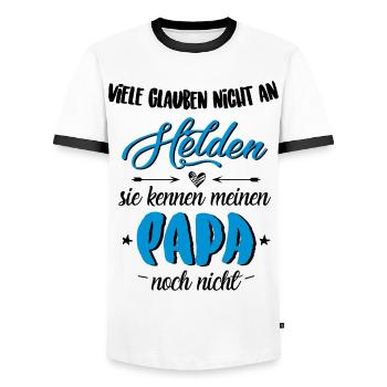 Papa Held - Männer Kontrast-T-Shirt - Weiß/Schwarz - Vorne - AI Model Female 172 light (172cm) & AI Model Male 178 dark (178cm)