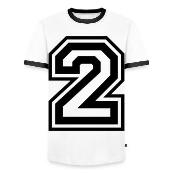 2 Numéro de numéro - T-shirt contrasté Homme - blanc/noir - Devant - AI Model Female 172 light (172cm) & AI Model Male 178 dark (178cm)