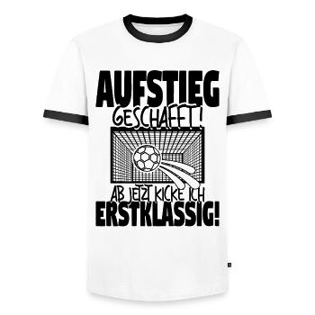 Einschulung Schulkind Fußball Schulanfang Geschenk - Männer Kontrast-T-Shirt - Weiß/Schwarz - Vorne - AI Model Female 172 light (172cm) & AI Model Male 178 dark (178cm)