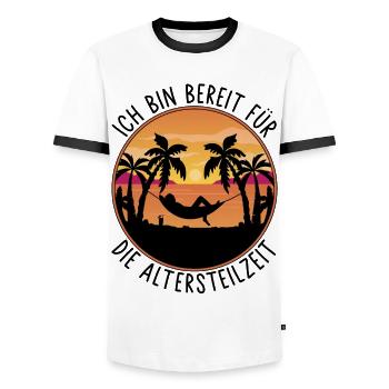 Ruhestand - Ich bin bereit für die Altersteilzeit - Männer Kontrast-T-Shirt - Weiß/Schwarz - Vorne - AI Model Female 172 light (172cm) & AI Model Male 178 dark (178cm)