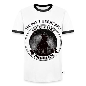 Sounds like your Problem - Hubndebesitzer-Doglover - Men's Ringer Shirt - white/black - Front - AI Model Female 172 light (172cm) & AI Model Male 178 dark (178cm)