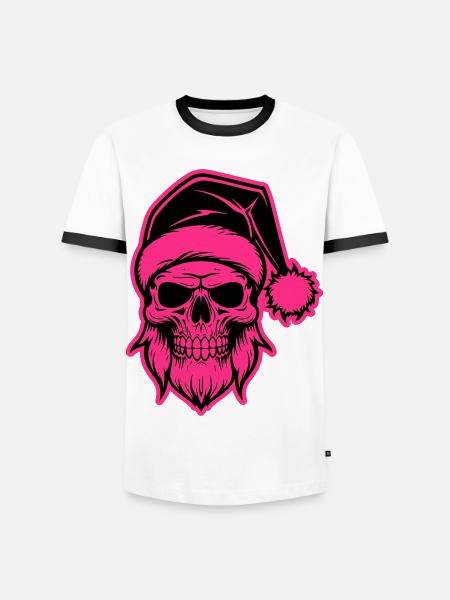 Santa Claus Skull - Men's Ringer Shirt - white/black