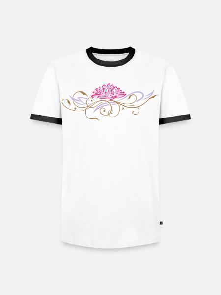 Filigree lotus with ornaments - Men's Ringer Shirt - white/black