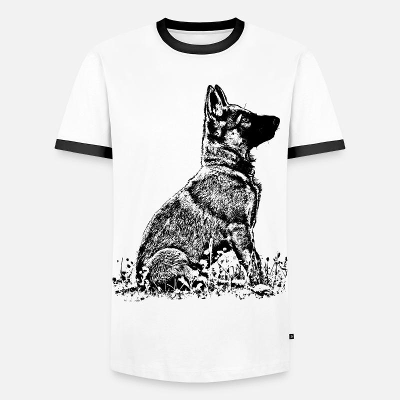 Schaeferhund Welpe - Männer Kontrast-T-Shirt - Weiß/Schwarz