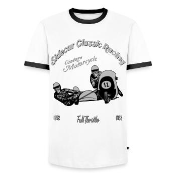 Sidecar Classic Racing - Männer Kontrast-T-Shirt - Weiß/Schwarz - Vorne - AI Model Female 172 light (172cm) & AI Model Male 178 dark (178cm)