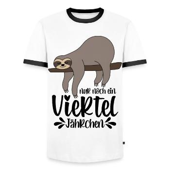 Faultier Sprüche Nur Noch Ein Viertel Jährchen - Männer Kontrast-T-Shirt - Weiß/Schwarz - Vorne - AI Model Female 172 light (172cm) & AI Model Male 178 dark (178cm)