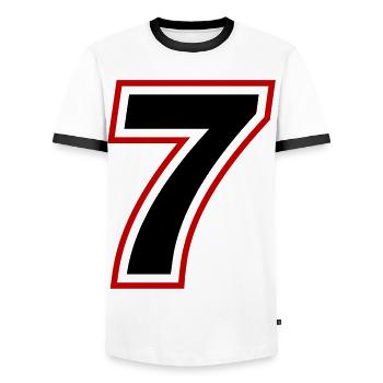 7 nombre symbole - T-shirt contrasté Homme - blanc/noir - Devant - AI Model Female 172 light (172cm) & AI Model Male 178 dark (178cm)