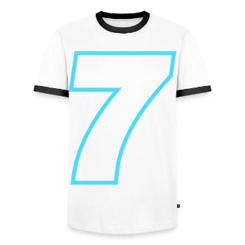 7 nombre symbole - T-shirt contrasté Homme - blanc/noir - Devant - AI Model Female 172 light (172cm) & AI Model Male 178 dark (178cm)