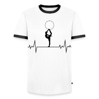 Gymnastique rythmique Hoop Gymnast Heartbeat - T-shirt contrasté Homme - blanc/noir - Devant - AI Model Female 172 light (172cm) & AI Model Male 178 dark (178cm)