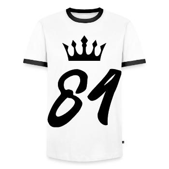 84 Couronne numérique - T-shirt contrasté Homme - blanc/noir - Devant - AI Model Female 172 light (172cm) & AI Model Male 178 dark (178cm)