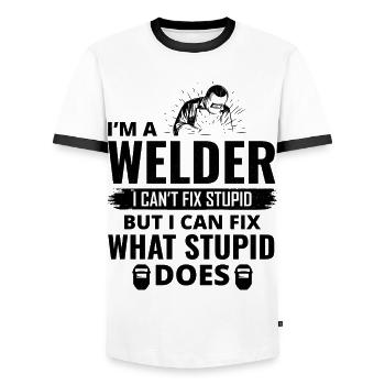 Welding Welder Metal Construction Ironworker - Men's Ringer Shirt - white/black - Front - AI Model Female 172 light (172cm) & AI Model Male 178 dark (178cm)