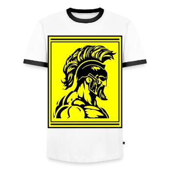 Spartan Warrior Gladiator Muscles - Men's Ringer Shirt - white/black - Front - AI Model Female 172 light (172cm) & AI Model Male 178 dark (178cm)