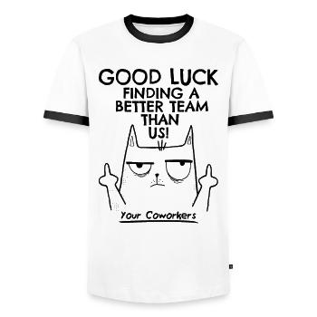 Job change New job farewell farewell gift - Men's Ringer Shirt - white/black - Front - AI Model Female 172 light (172cm) & AI Model Male 178 dark (178cm)