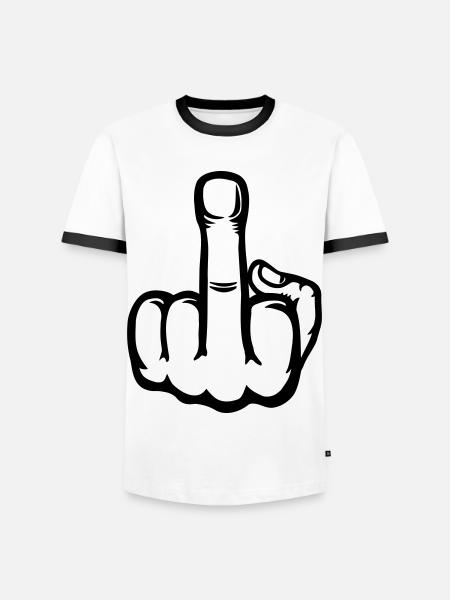 Mittelfinger Hand Symbol - Männer Kontrast-T-Shirt - Weiß/Schwarz