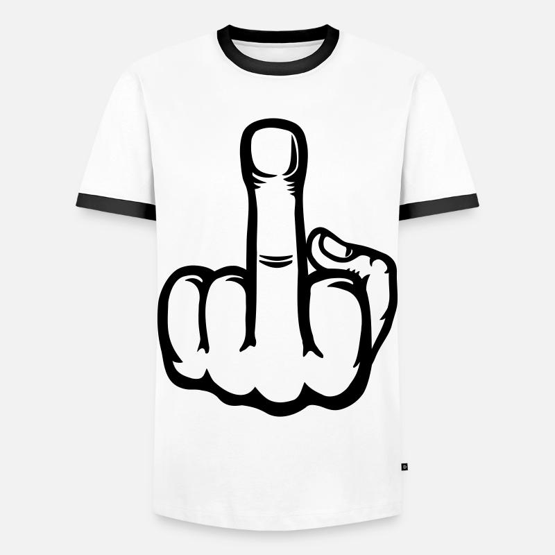 Middle Finger Hand Icon - Men's Ringer Shirt - white/black