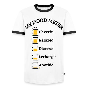 My Mood Meter (Beer Drinker / V3 / POS) - Men's Ringer Shirt - white/black - Front - AI Model Female 172 light (172cm) & AI Model Male 178 dark (178cm)