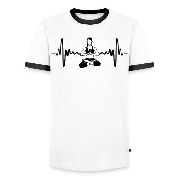 Yogini Herzlinie - Männer Kontrast-T-Shirt - Weiß/Schwarz - Vorne - AI Model Female 172 light (172cm) & AI Model Male 178 dark (178cm)