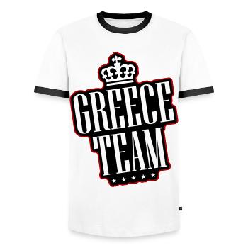 Greece Team - Men's Ringer Shirt - white/black - Front - AI Model Female 172 light (172cm) & AI Model Male 178 dark (178cm)