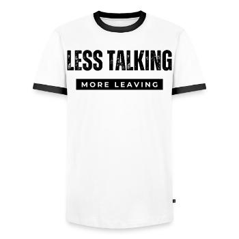 less talking  - Men's Ringer Shirt - white/black - Front - AI Model Female 172 light (172cm) & AI Model Male 178 dark (178cm)